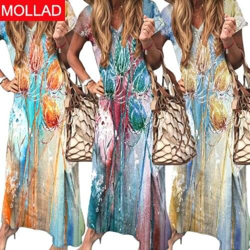 2021 Summer Womens New European and American Printed Casual Loose Short Sleeves Dress