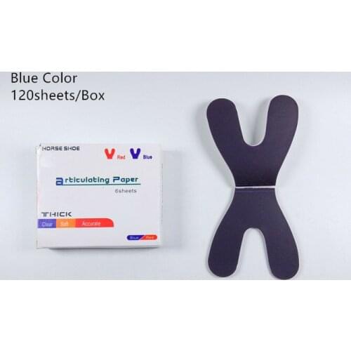 1Box=120Sheets 100μm Blue Full Denture Mouth Articulating Paper Horse Shoe Clear Soft Accurate Dental