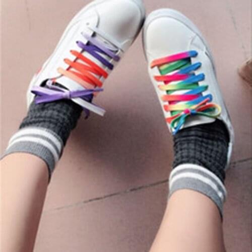 1pair 120cm Fashion Colorful Shoelaces Candy Gradient Shoelace Canvas Sneaker Shoe Laces Rainbow Strings 12 Colors For Choice