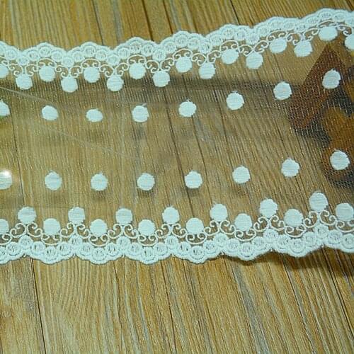 10 Yds Cotton Embroidery Lace Trim Dot Flower DIY Garment Accessories free shipping 12cm