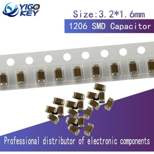 100pcs 1206 10NF X7R Error 10% 103K 50V SMD Capacitor