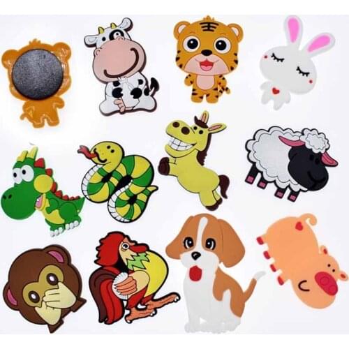 12pc Fridge Magnet Decor Animal Sticker Refrigerator Magnets Cartoon Childrens Magnets Home Decoration Message Board Magnet