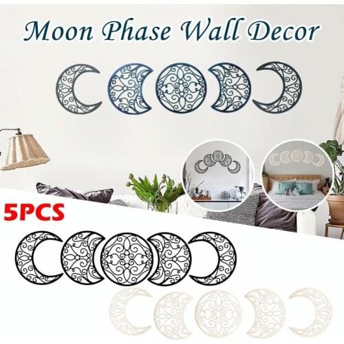 Nordic Style 3D Wall Stickers Wooden Moon Phase Creative Wall Decors Ornaments for Living Room Bedroom Study Entrance Stickers