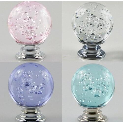 5/10pcs Single hole Crystal Glass Ball Cabinet door Handles Wardrobe Pulls Closet Furniture Hardware home decor hand tools 30mm