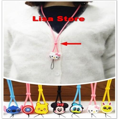 50pcs Adjustable 43CM Silicone Cartoon Lanyard Neck Strap for keys ID Card Mobile Phone Straps for iphone Samsung Badge Holder