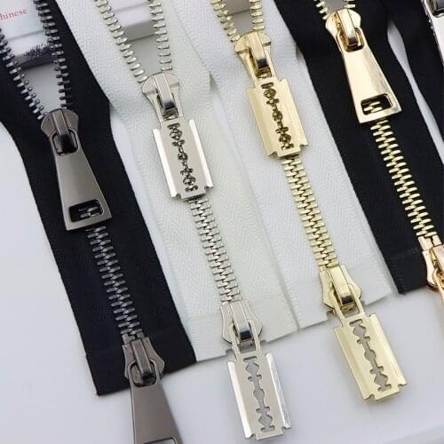 8# metal zipper for sewing 1piece 80cm 100cm 120cm double sliders jacket wind coat zip repair black white gray