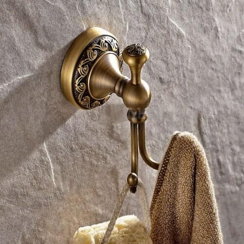Bathroom Accessory Vintage Retro Antique Brass Wall Mounted Hardware Robe Hook Hanger Clothes Coat Hat Bag Towel Holder aba491