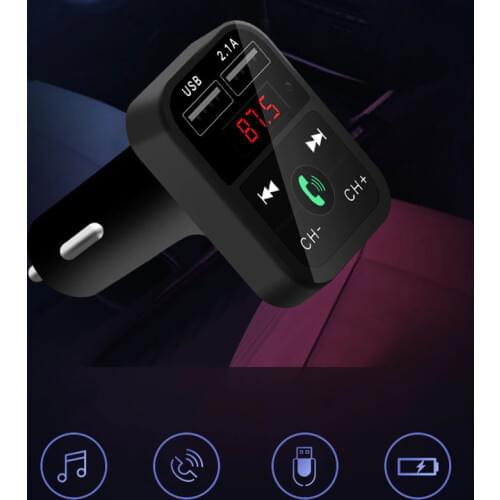 Car Bluetooth 5.0 FM Transmitter Wireless Handsfree Audio Receiver Auto MP3 Player 2.1A Dual USB Fast Charger Car Accessories