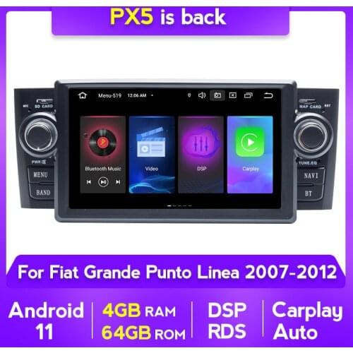 Android 11 4G LTE DSP Car Multimedia Radio Player For Fiat Grande Punto Linea GPS Navi Carplay Auto Car IPS BT DVD 2 Din
