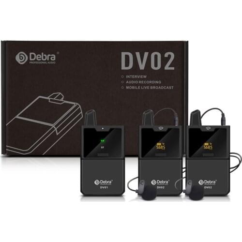 UHF Wireless Dual Lavalier Microphone 30 Channel 50m Range 3.5mm Speaker for DSLR Camera Phone Interview Audio Voice Recording