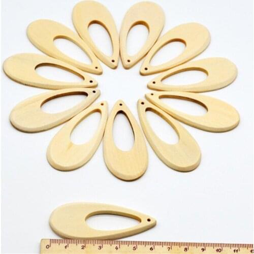 Fashion Original Color Wood Teardrop Loose Bead DIY Accessory Wooden Beads for Earrings 60mm 10pcs y1210