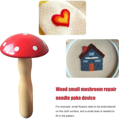 Wooden Diy Darning Small Mushroom Machine Repair Poke Needle Darner Patch Clothes Trousers Socks Sewing Thread Tool Accessories