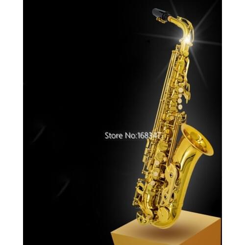 Brand New Alto Saxophone Eb Tune Brass Gold Lacquer Musical Instrument Sax With Case Free Shipping