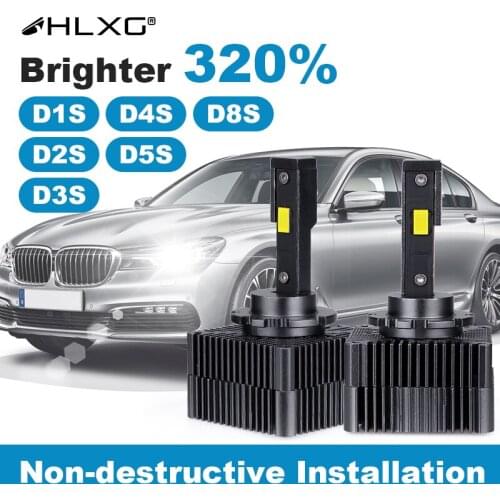 Hlxg 2Pcs D2S LED D4S D5S D8S 1:1 Replacement D1S D1R D3S LED Light Bulbs For Car Headlight 90Watts 10000lm 12V Auto Head Lamp