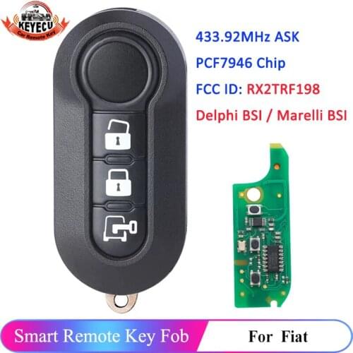KEYECU 3 Button RX2TRF198 Car Remote Control Key for Fiat 500L MPV Ducato for Citroen Jumper for Peugeot Boxer 433.92MHz PCF7946