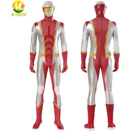 Superhero Jordan Fisher Impulse Cosplay Costume Jumpsuit with Mask Boots Bart Allen Suit Halloween Outfit for Men Any Size