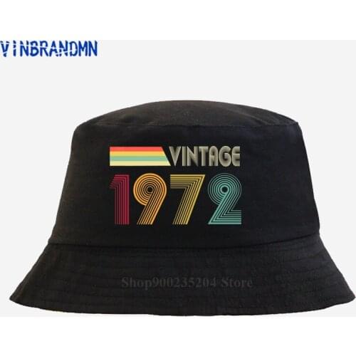 Summer Vintage 1972 youth Fisherman hats homme Retro Born in 1972 Cotton Hipster hats 49th Birthday Perfect Gift Hats for Father
