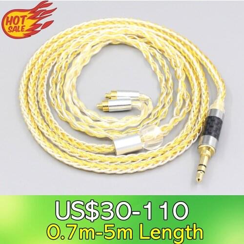 LN007312 8 Core OCC Silver Gold Plated Braided Earphone Cable For Dunu dn-2002