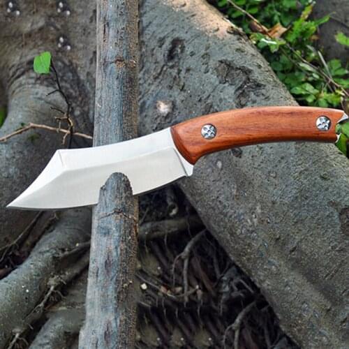 Mini Chinese Kitchen Knife Outdoor Tactical Camping Knife Hunt EDC Multi-tool Reverse Tanto DC53 Steel Blade Sandalwood Handle