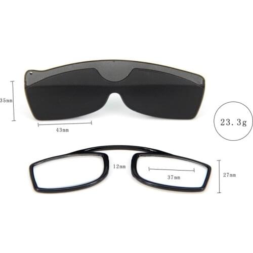 Mini Reading Glasses Men Nose Clip Fashion High Quality Plastic Magnifying Presbyopia Glasses Women Black with Case 1.0 2.0 2.5