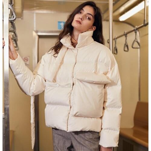 Fashion Womens Oversized Fluffy Down Coat Female Winter Warm Windproof Outerwear Big Pockets Design Down Parkas F2471