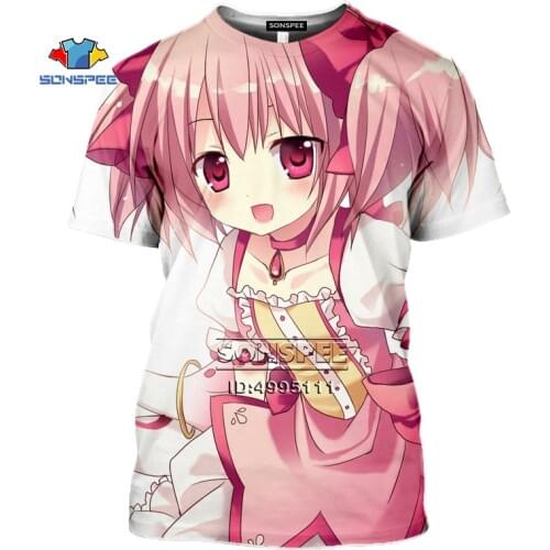 Anime Puella Magi Madoka Magica 3D Print Mens T-shirt Harajuku O-neck T shirt Men Casual Hip Hop Tshirt Short Sleeve Tracksuits