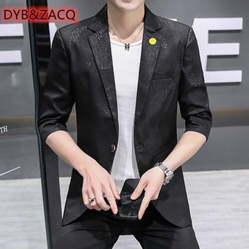 DYB&ZACQ Mens Mid-sleeved Small Suit Summer Thin Seven-minute Sleeve Korean Version Slim Suit Handsome Hair Stylist Coat Trend