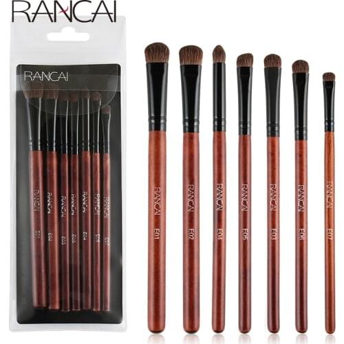 RANCAI 7pcs Eye shadow Makeup Brushes Set Natural Animal Horse Pony Soft Hair Cosmetics Blending Smudge Shader Brush Beauty Kit