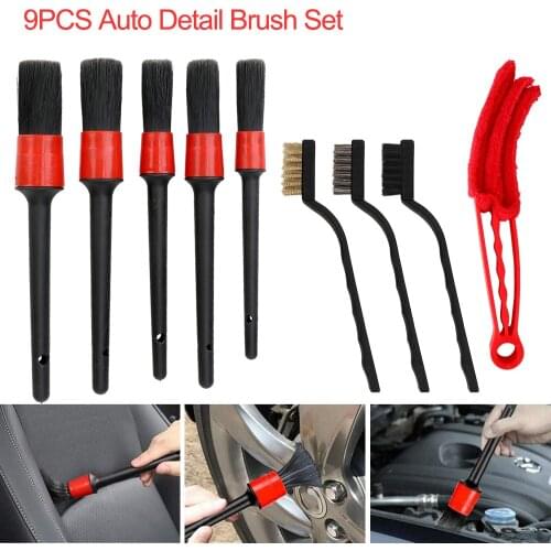 9pcs Car Detailing Brush Set Power Scrubber Drill Brush Car Cleaning Brushes Cleaning Dirt Dust Clean Tools