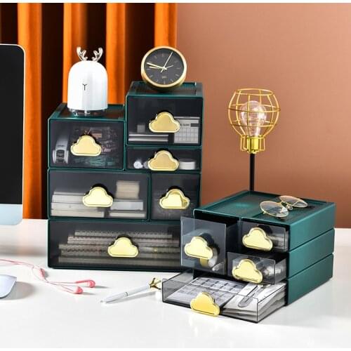 Desktop Storage Box Stacking Drawer Type Cosmetic Stationery Container Plastic Dust-proof Sundries Organizer Home Storage Box
