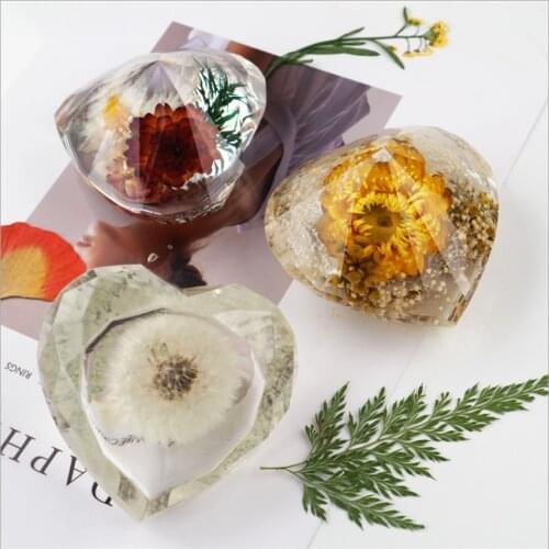 NEW Transparent Silicone Mould Dried Flower Resin Decorative Craft DIY Faceted Love Diamond Mold epoxy resin molds for jewelry
