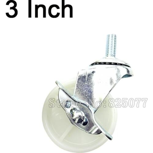 New 3''Durable Nylon Rubber Wheel of Industry Castors Furniture Rolling Universal Wheel With Brake Computer Chair Castor KF872