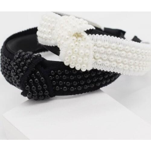 New design bow cross Hair Hoop Bow knot Headband Pearl Hair Accessories Soft Solid Hairband for Lady women Headdress Headpiece