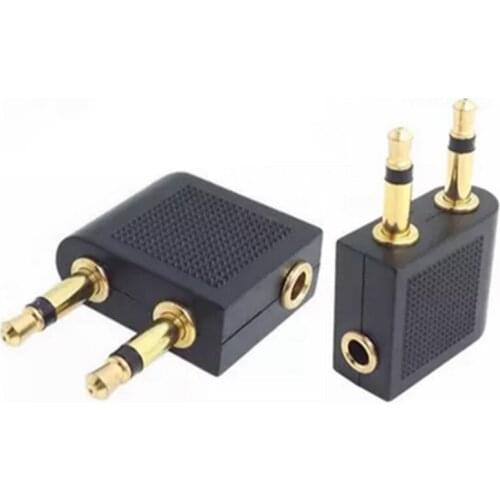 2Pcs 3.5mm Jack Audio Headphone Converter Adapter for Airline Airplane Travel Earphone Headset 3.5mm Connector Plug Adaptor
