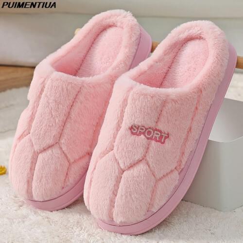 Dropship Winter Women Warm Home Plush Slippers Couples Warm Non-slip Floor House Slippers Soft Indoor Shoes For Man Floor Slides