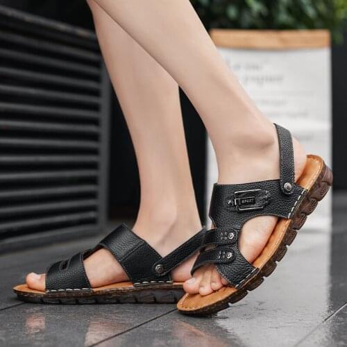 Sandals Men Leather Genuine Sandalias De Verano Para Hombre Summer Men Sandals Sandalia Masculino Roman Romanas Sandali Da Uomo