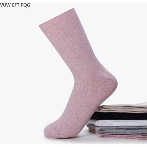 Six Pairs of A Pack of Socks Womens Cotton Socks Autumn and Winter Cotton Breathable Solid Color