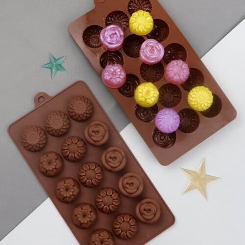 DIY Silicone Molds of Various Shapes Flowers Chocolate Silicone Jelly Biscuits Candy Handmade Soap Creative Baking Molds