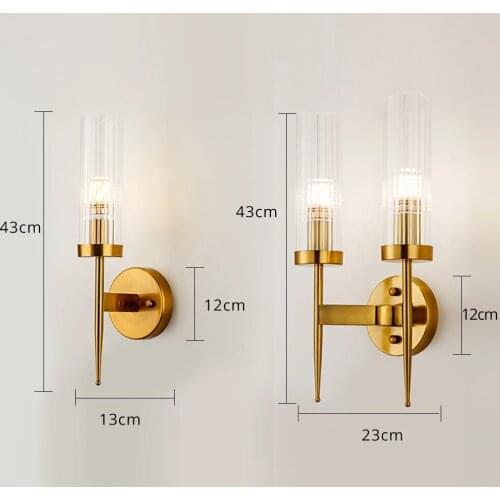Nordic High Quality Wall Lamp Iron Lamp Body Glass Lampshade Gold Indoor Sconce LED E27 Home Decor Wall Lamps