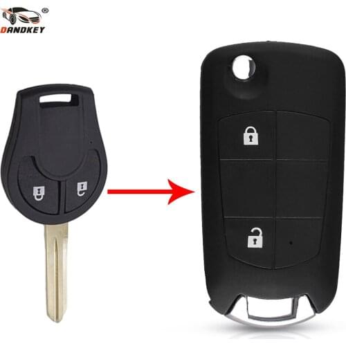 Dandkey 2 Button Flip Folding Remote Car Key Case Shell Fob Cover Case For Nissan Cube Micra Qashqai Juke Fob Modified key