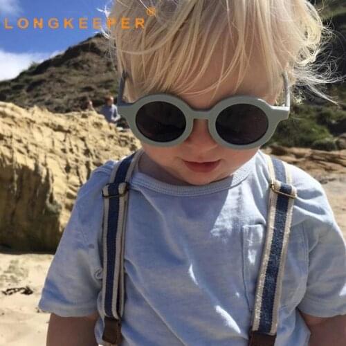 LongKeeper 2021 Fashion Round Kids Sunglasses Girls Children Goggle Baby Boys Anti-UV Sun Glasses Shades Colorful UV400 Eyewear