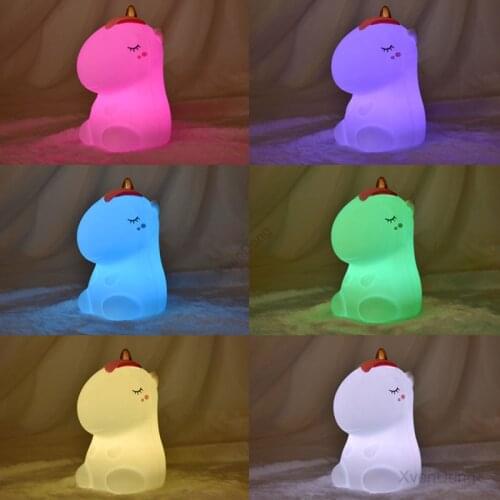 Unicorn LED Night Light Colorful USB Rechargeable Touch Sensor Silicone Table Lamp Bedroom Bedside Lamp Children Kids Baby Gift