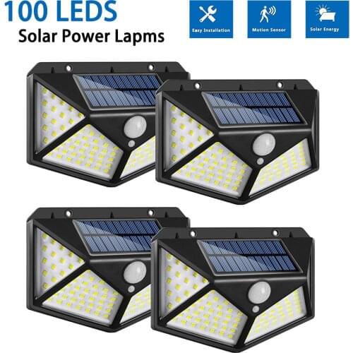 New 100 led solar light outdoor Solar Lamp Powered Sunlight Waterproof PIR Motion Sensor Street Light for Garden Decoration