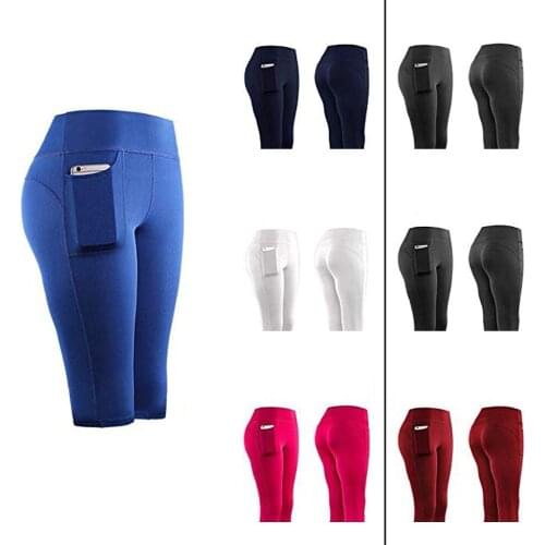 Women Gym Jogging Yoga Shorts with Pockets Leggings Breathable Womens Yoga Short Sports Fitness Solid Color Thin Skinny Shorts
