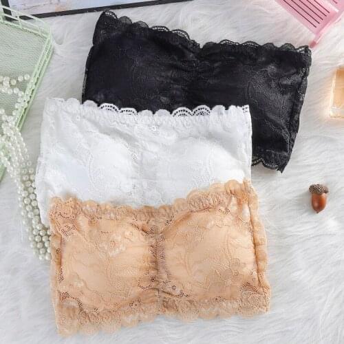Women Strapless Bra Bralette Sexy Lace Floral Bras Bralet Bandeau Female Tube Top Lingeries