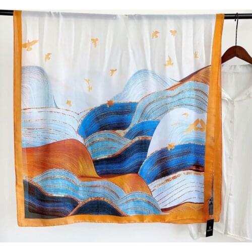 New Designs Imitation Silk Girls Long Scarves Fashion Beach Cover-Up 90X180CM Female Popular Neck and Bag Neckerchief Foulard