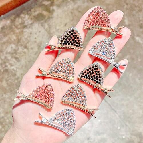 1Pair Girls Cute Shining Full Crystal Cat Ears Hairpins Princess Lovely Hair Clip Barrettes Headband Fashion Hair Accessories