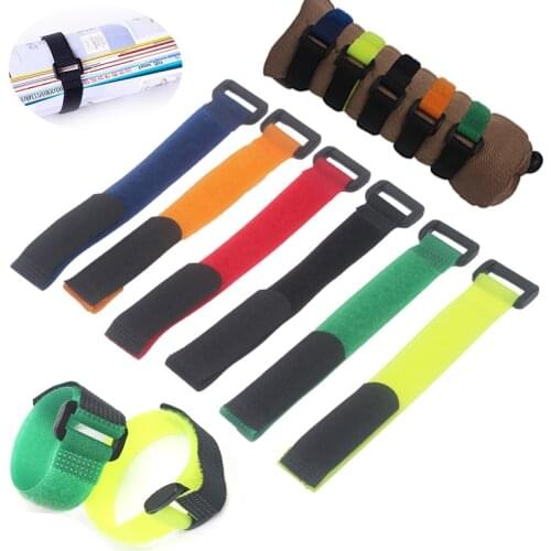 10pcs Nylon Hook and Loop Strap Cable Ties Self-adhesive Fastener Tape Reusable Wire Organizer Cable Ties Wire Buckle Bundle Tie