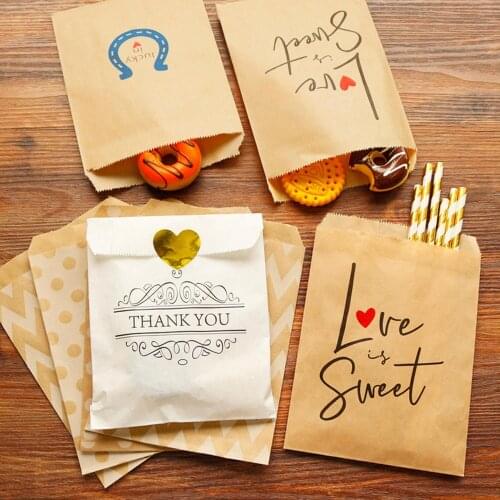 25pcs Kraft Paper Red Love Letters Bags Candy Gift Food Packaging Postcard Bag Wedding Birthday Party Decoration 7.09*5.12inch