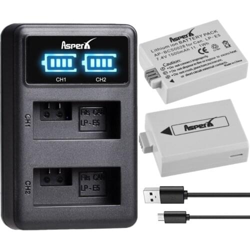1500mAh LP-E5 LPE5 Battery + LP E5 Battery Charger for Canon EOS 1000D 500D EOS 450D, Kiss X3, Kiss X2, kiss F, Rebel T1i